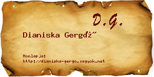 Dianiska Gergő névjegykártya